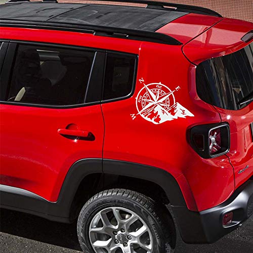 Autodomy Pegatinas Brújula Rosa de los Vientos Trail Off Road Todoterreno 4x4 Sport para Coche o Moto (Blanco, 27 x 20 Cm)