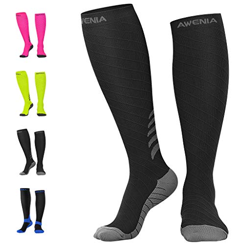 Awenia Calcetines de Compresión Deportivos Medias Transpirables para Hombres y Mujeres, Evitan el Sudor y la Fatiga, Protegen Las Articulaciones del Pie y la Pantorrilla, para Crossfit Fútbol