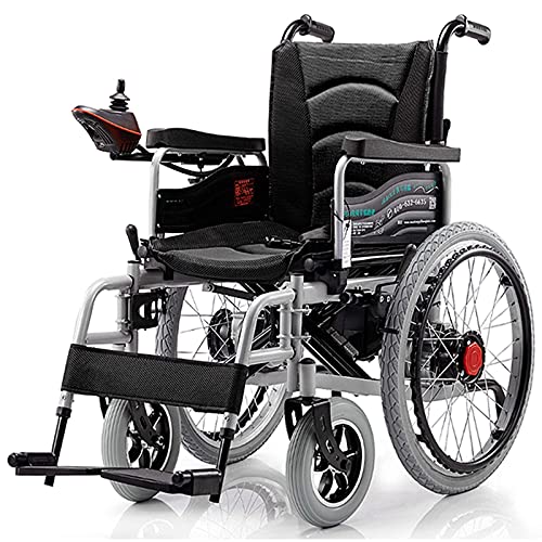 AWJ Silla de Ruedas eléctrica Plegable, Patinete de Silla de Ruedas portátil con Pendiente Antideslizante para Personas Mayores, sillas de Ruedas eléctricas motorizadas Todo Terreno para ex