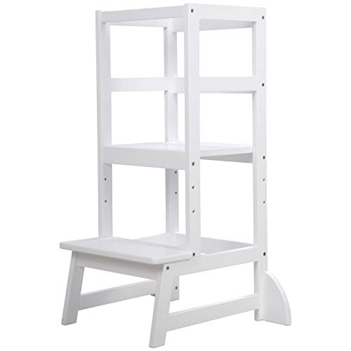 Ayudante de cocina para niños fabricado en la Learning Tower blanco soporte de ayudante de cocina, taburete de cocina