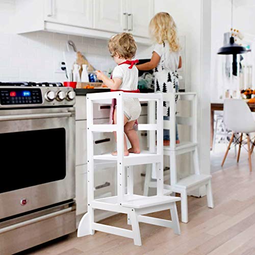 Ayudante de cocina para niños fabricado en la Learning Tower blanco soporte de ayudante de cocina, taburete de cocina