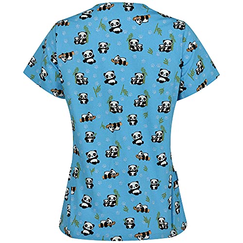B-well Bambina - Casaca de mujer de manga corta con cuello de pico y estampado, Pandas., S