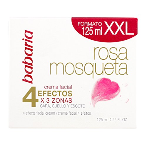 Babaria Rosa Mosqueta Crema Facial 4 Efectos Tratamiento Facial, Blanco, 125 Mililitros