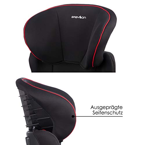 BABYLON silla coche grupo 2-3 Smart. Alzador coche niño 15-36 kg (3 a 12 años). Silla coche sin isofix ECE R44/04 Negro