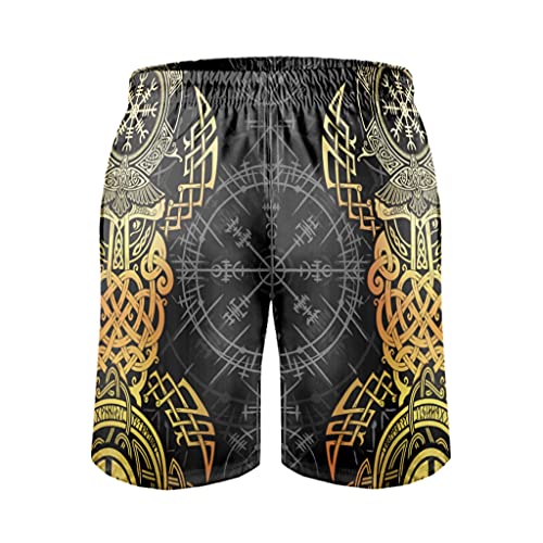 Bañador corto con diseño de cuervo vikingo para hombre, de secado rápido, para la playa, para el tiempo libre, Blanco, XXXL