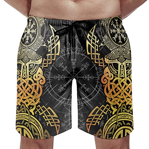 Bañador corto con diseño de cuervo vikingo para hombre, de secado rápido, para la playa, para el tiempo libre, Blanco, XXXL