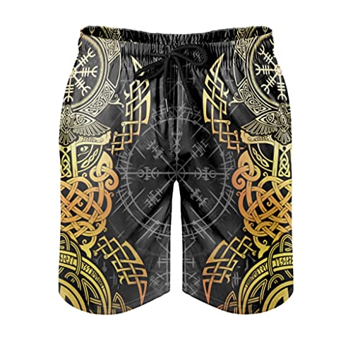 Bañador corto con diseño de cuervo vikingo para hombre, de secado rápido, para la playa, para el tiempo libre, Blanco, XXXL