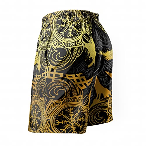 Bañador para hombre con diseño de cuervo vikingo y lobo, de secado rápido, para la playa, para el tiempo libre, Blanco, S