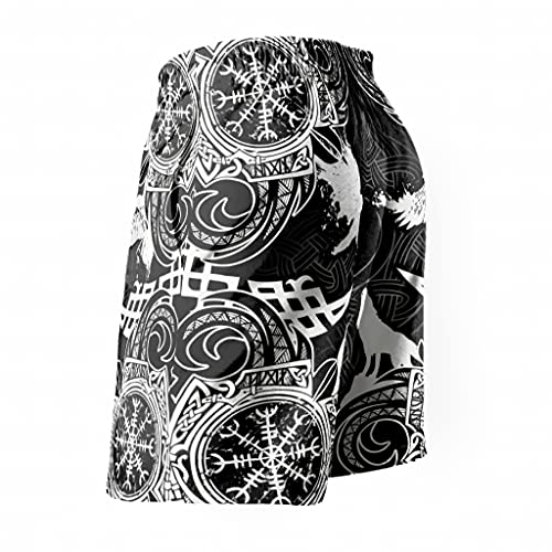 Bañador para hombre con diseño de cuervo vikingo y lobo, de secado rápido, para la playa, para el tiempo libre, Blanco, XXXL