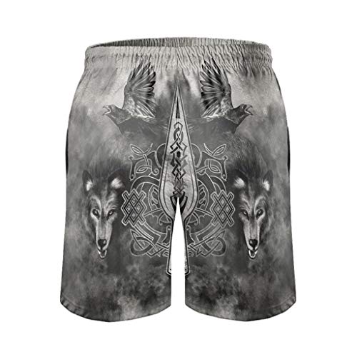 Bañador para hombre y niño, diseño de cuervo vikingo, de secado rápido, para la playa, para el tiempo libre blanco XXXXXL