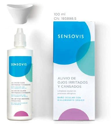 Baño ocular para ojos secos, irritados o con alergia | Lavaojos portatil de gotas de lágrimas artificiales con suero fisiológico y ácido hialurónico | Colirio bañera ocular oftálmico | 100ml