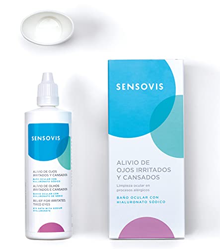 Baño ocular para ojos secos, irritados o con alergia | Lavaojos portatil de gotas de lágrimas artificiales con suero fisiológico y ácido hialurónico | Colirio bañera ocular oftálmico | 100ml