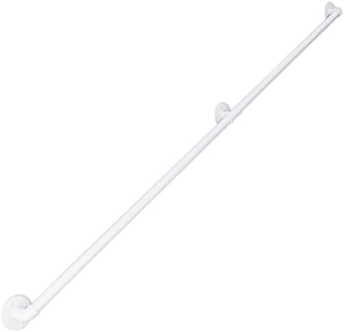 Barandilla de escalera,30~600cm barandilla de escalera para paredes,barandilla exterior de hierro forjado de metal blanco,pared, barandilla de barandilla de pie – Kit completo(Color:Black,Size:200CM
