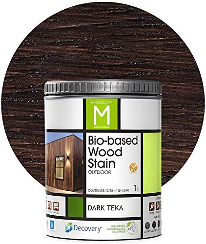 Barniz Madera Exterior | Color Dark Teka | 1 Litro | Barniz ecológico para todo tipo de Madera | Lasur Madera Exterior | Flexible y transpirable, resistente al agua y al moho