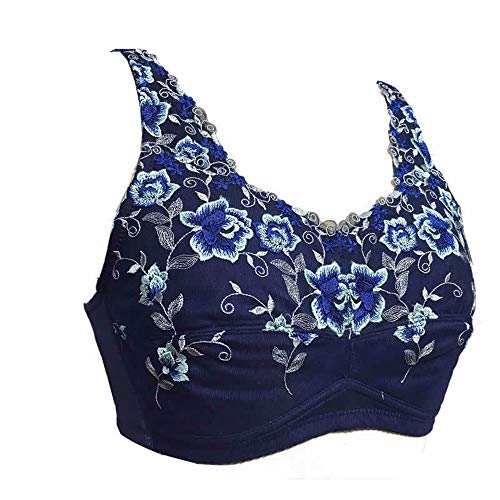 BaronHong Sujetador Bralette Senos Falsos Mastectomía de travestis de Senos de Silicona; Bordado Deco (Azul, 95B)