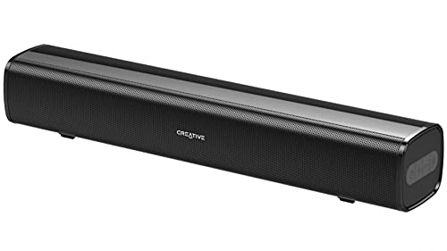 Barra de sonido de ordenador Creative Stage Air para colocar bajo el monitor: portátil y compacta, con alimentación USB, radiador pasivo, Bluetooth, entrada auxiliar, MP3 por USB y 6 horas de batería