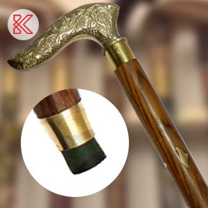 Bastón de madera / Regla con punta redonda de latón (latón), Palo de madera plegable, Bastón para hombres y mujeres, Palillo de color marrón, 37 pulgadas, Día de Pascua / Día de la madre / Regalo del Viernes Santo