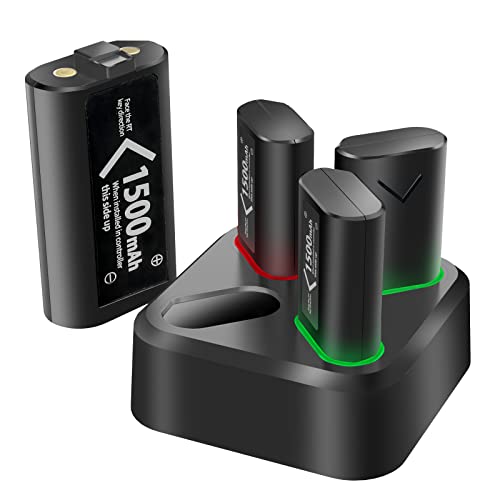 Batería Mando para Xbox Series X, Dr.VIVA 4 × 1500mAh Cargador Mando Kit Carga, Batería Recargable &Cargador Accesorios para Xbox Series X/S/Xbox One X/S/Elite/Xbox Series X/S
