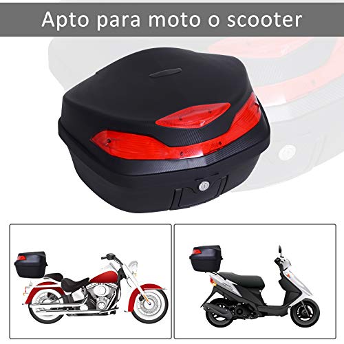 Baúl Moto Universal 48L + Llaves y Accesorios Equipaje Caja de Moto Topcase Casco para Motocicleta Ciclomotores Scooter