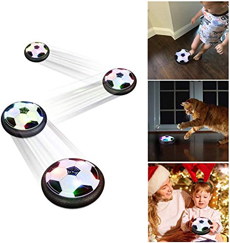Baztoy Balón Fútbol Flotant, Pelota Futbol con Protectores de Espuma Suave y Luces LED Balones Futbol Juguetes Niños 3 4 5 6 7 8 9 10 11 12 Años, Air Power Soccer para Niños Niñas Regalos Cumpleaños