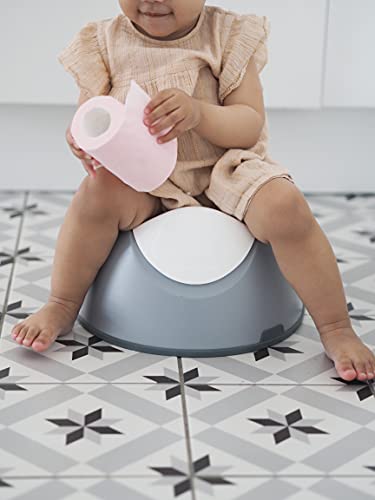 BÉABA Orinal de Aprendizaje Bebé, WC Ergonómico para Niños, Antideslizante, Higiénico, Fácil de limpiar, Asas de agarre en la taza, Fabricado en Francia, Gris