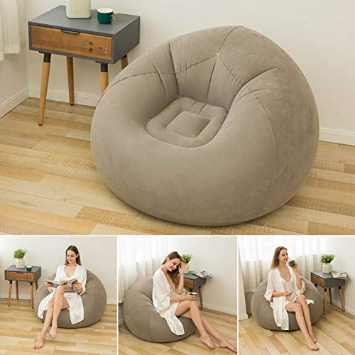Bean Bag Chair - Sofá Inflable Flocado Plegable - Sala de Estar Al Aire Libre Bean Bag Silla Tumbona Sofá Perezoso Inflable Ultra Suave Sofá