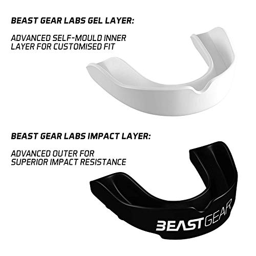﻿﻿Beast Gear Protector Bucal Boxeo, Rugby, Futbol Americano, Hockey, MMA y Karate - Accesorios Profesionales para Protección de la Boca y los Dientes