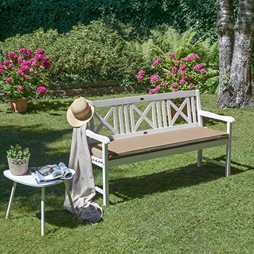 Beautissu Cojines para Bancos de jardín Loft BK colchoneta Asiento Bancos - Natural - 100x48x5cm - Acolchados Elegantes