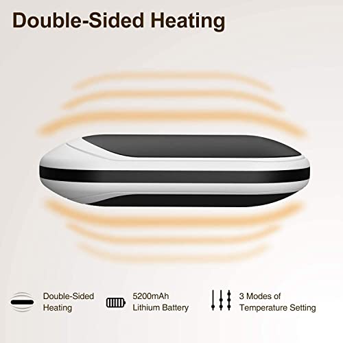 Befol 2 Pack Calentadores de Manos USB Recargables 5200mAh Mini Cargador,Carga Rápida Calentadores de Manos Electrónico Bolsillo portátil Bolsillo Reutilizable Camping Regalos Mujeres, Hombres