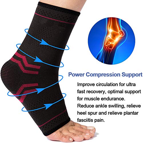 Beister - 1 par de tobilleras de compresión para mujeres y hombres, elástico para esguinces, fascitis plantar, calcetines para recuperación de lesiones, dolor de articulaciones, tendón de Aquiles