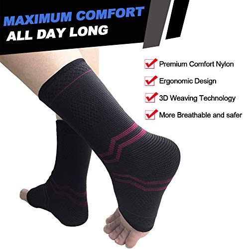 Beister - 1 par de tobilleras de compresión para mujeres y hombres, elástico para esguinces, fascitis plantar, calcetines para recuperación de lesiones, dolor de articulaciones, tendón de Aquiles