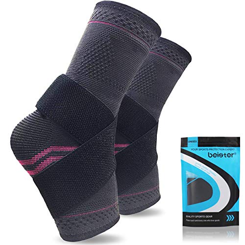 Beister - 1 par de tobilleras de compresión para mujeres y hombres, elástico para esguinces, fascitis plantar, calcetines para recuperación de lesiones, dolor de articulaciones, tendón de Aquiles