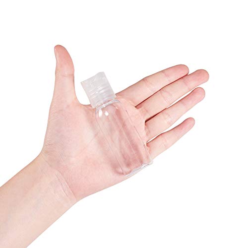 BENECREAT 24 Pack 30ml Botellas Transparente de Viaje para Cosmético con Tapa Presión Contenedores Vacíos de Plástico Pet para Jabón de Manos Limpiador Facial, Botellas Recargables y Portátil