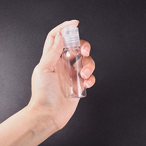 BENECREAT 24 Pack 30ml Botellas Transparente de Viaje para Cosmético con Tapa Presión Contenedores Vacíos de Plástico Pet para Jabón de Manos Limpiador Facial, Botellas Recargables y Portátil