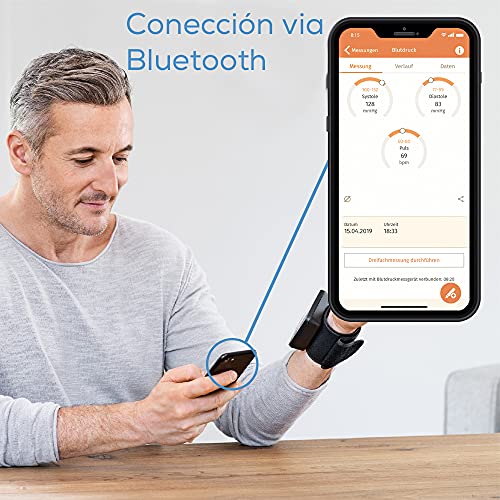 Beurer BC 54 Tensiómetro de muñeca con conexión a app, tecnología de inflado, indicador de riesgo por colores y detección de arritmias, para circunferencias de muñeca de 13,5 a 21,5 cm