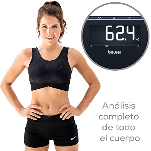 Beurer BF 410 black Báscula diagnóstica Signature Line, análisis corporal preciso para hasta 10 personas, con pantalla LCD inversa extra grande, capacidad de carga de hasta 200 kg
