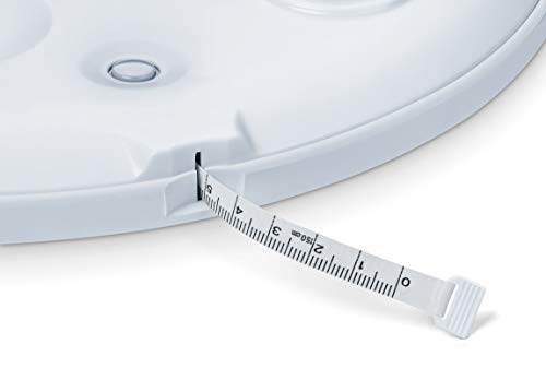 Beurer BY 90 Báscula para bebés con aplicación (iOS + Android) cinta métrica integrada, capacidad de carga de 20 kg y función de retención para bebés que dan patadas