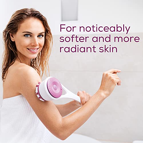 Beurer Cepillo Corporal, Masaje Rotatorio, 2 Velocidades, Resistente Salpicaduras, Cabezal Extraíble, Mango Para Espalda, 2 Cepillos, Color Blanco Rosa 330 g