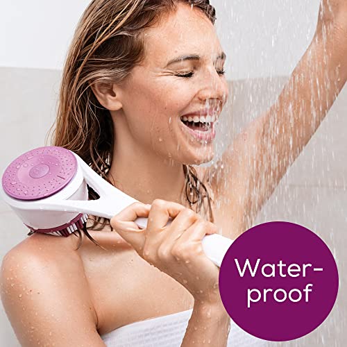 Beurer Cepillo Corporal, Masaje Rotatorio, 2 Velocidades, Resistente Salpicaduras, Cabezal Extraíble, Mango Para Espalda, 2 Cepillos, Color Blanco Rosa 330 g