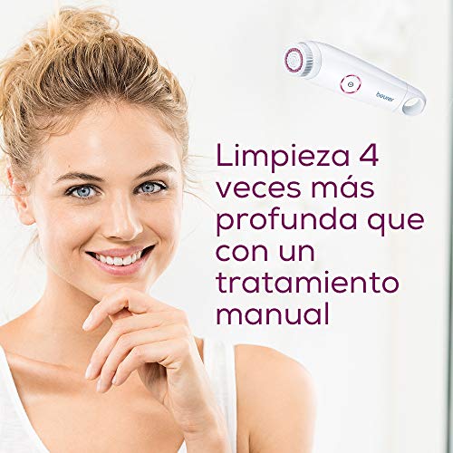 Beurer FC 45 Cepillo de limpieza facial para una limpieza profunda y una piel notablemente más suave, con 2 niveles de rotación para todo tipo de pieles, resistente al agua