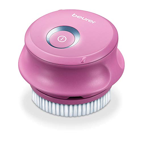 Beurer FC-55 - Cepillo facial y corporal, 2 intensidades de masaje rotatorio, Resistente a salpicaduras IPX7, mango extraíble, 2 cepillos, color blanco/rosa