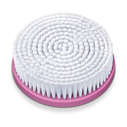 Beurer FC-55 - Cepillo facial y corporal, 2 intensidades de masaje rotatorio, Resistente a salpicaduras IPX7, mango extraíble, 2 cepillos, color blanco/rosa