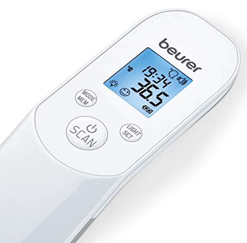 Beurer FT 85 Termómetro digital de infrarrojos sin contacto, termómetro rápido para la medición higiénica y segura de la temperatura corporal en la frente