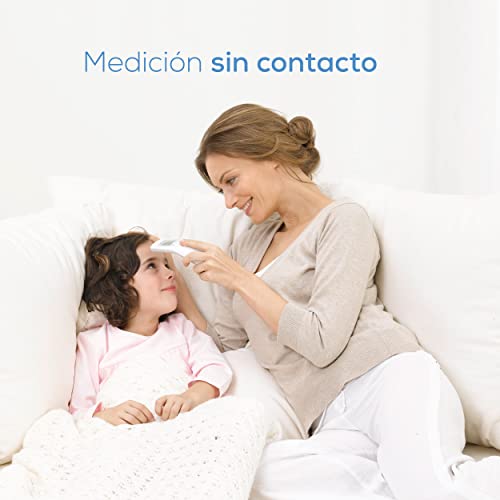 Beurer FT 90 Termómetro clínico, digital por infrarrojos sin contacto, para una fácil medición en la frente para adultos, niños y bebés, pantalla digital, con batería