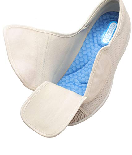 B/H Zapatos diabéticos para Hombres,Velcro ensancha los Zapatos para la hinchazón del pie, Zapatos Ajustables para el pie diabético-44_A Gris B,Zapatillas pie diabético
