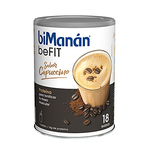 BiManán beFIT - Batido de Proteína Sabor Capuccino, para Tonificar tu Masa Muscular - 540g, 18 Raciones de 30g
