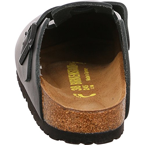 Birkenstock Boston, Zuecos de piel natural Unisex, Negro, 38 EU