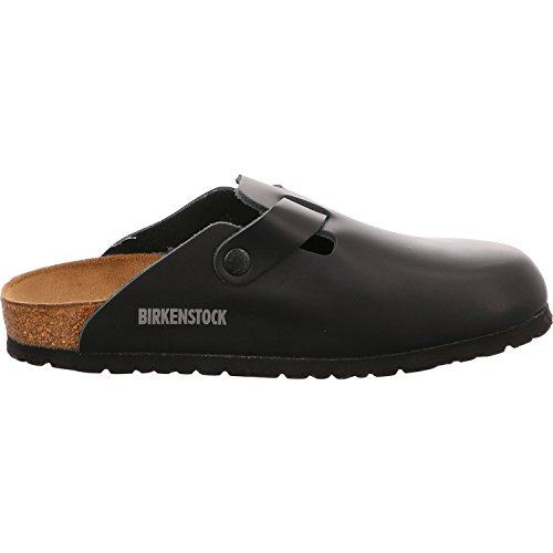 Birkenstock Boston, Zuecos de piel natural Unisex, Negro, 38 EU