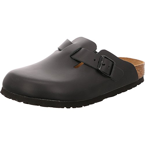 Birkenstock Boston, Zuecos de piel natural Unisex, Negro, 38 EU