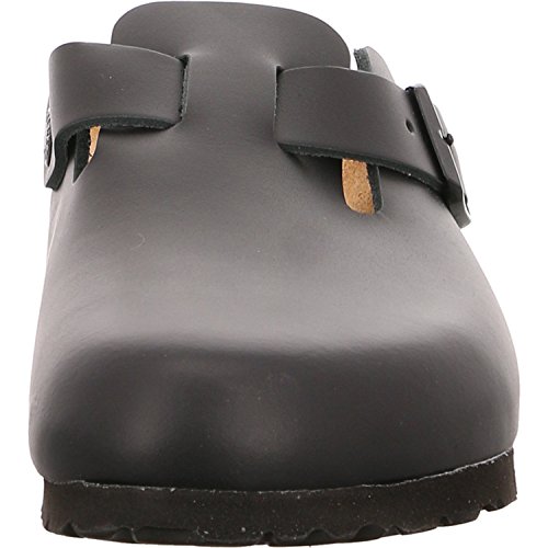 Birkenstock Boston, Zuecos de piel natural Unisex, Negro, 38 EU